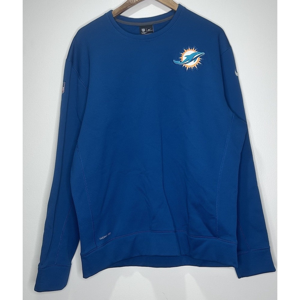 Miami Dolphins Sweatshirt Mens XL Blue NFL Football Nike Therma Fit On Field
